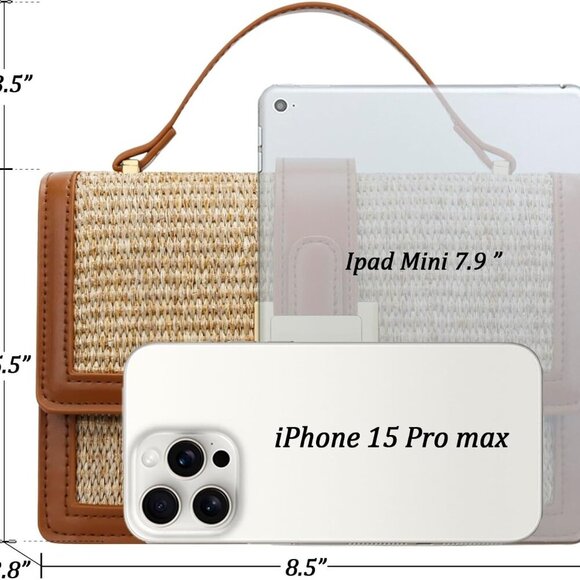 Top Handle Straw Crossbody Bags for Women, Summer Straw Purses and Handbags Shou - Picture 6 of 7